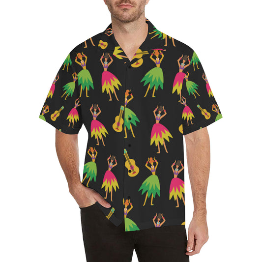 Hula Dancers Hawaiian Girl Pattern Print Design 03 Men's Hawaiian Shirt