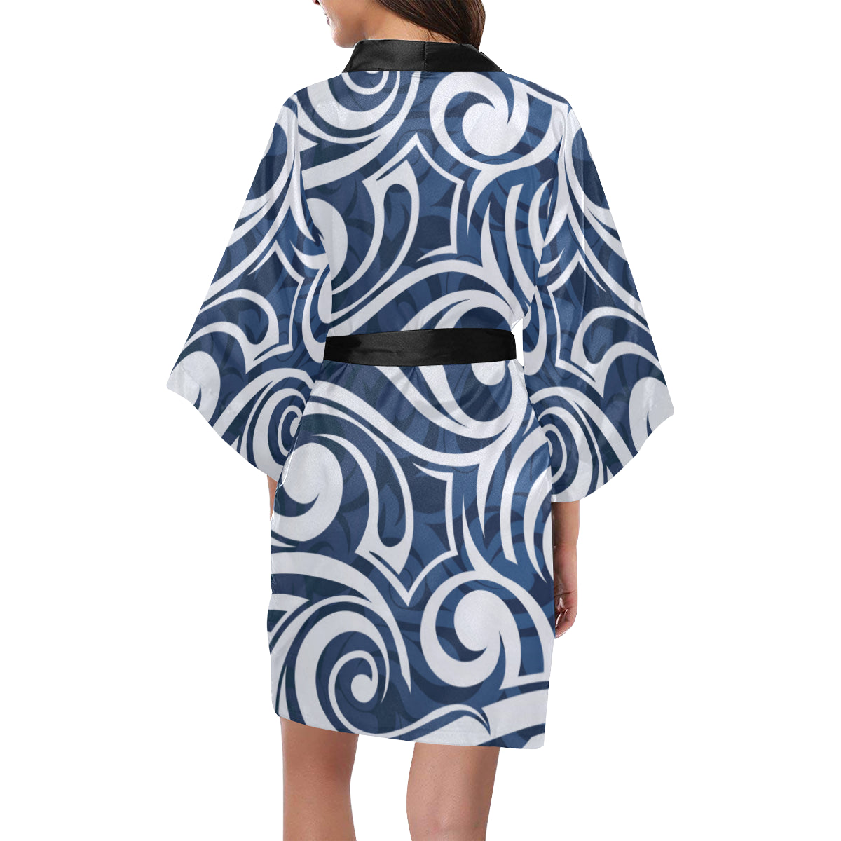 Maori Pattern Print Design 01 Women's Short Kimono
