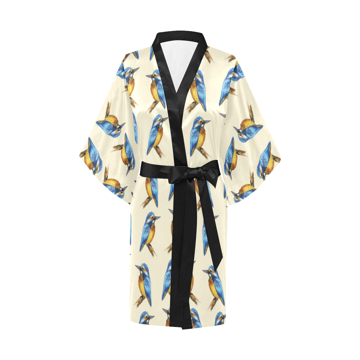 Kingfisher Pattern Print Design 01 Women's Short Kimono