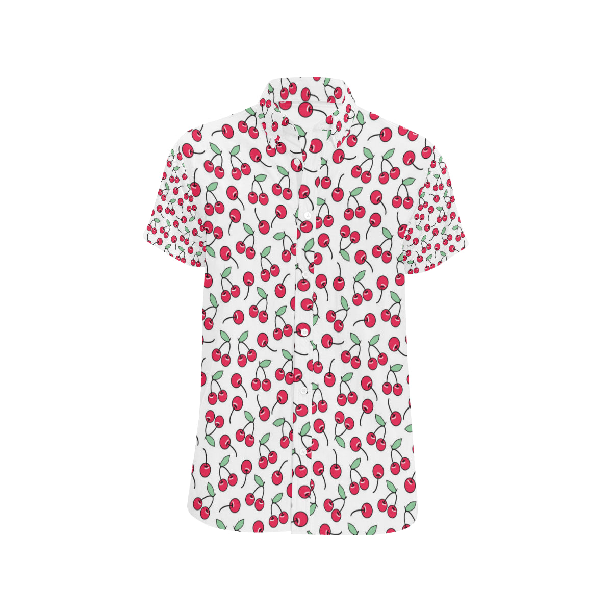 Cherry Pattern Print Design 03 Men's Short Sleeve Button Up Shirt