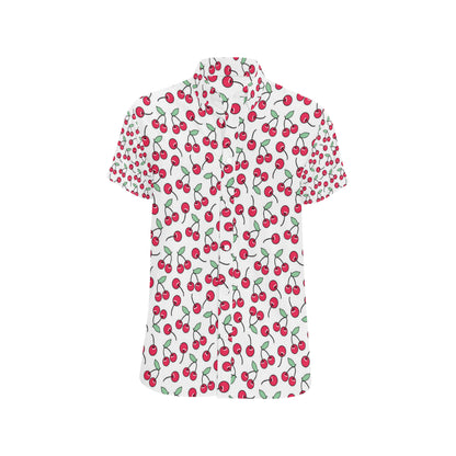 Cherry Pattern Print Design 03 Men's Short Sleeve Button Up Shirt