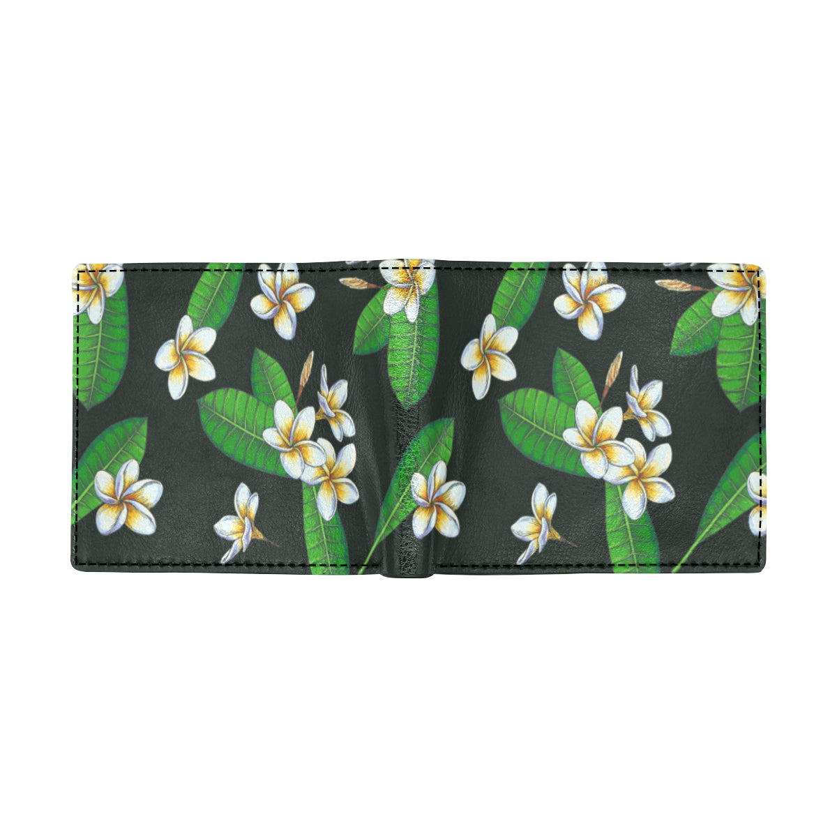 White Plumeria Pattern Print Design PM023 Men's ID Card Wallet