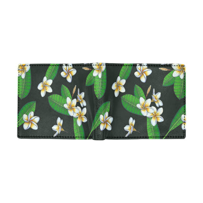 White Plumeria Pattern Print Design PM023 Men's ID Card Wallet