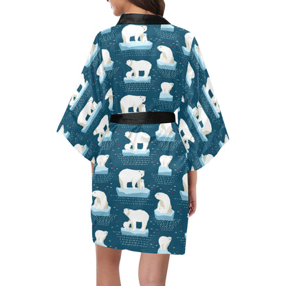 Polar Bear Pattern Print Design PB02 Women Kimono Robe
