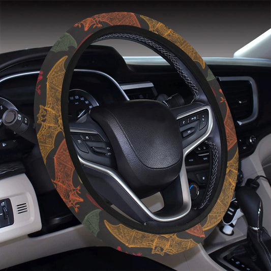Bat Tribal Pattern Print Design 03 Steering Wheel Cover with Elastic Edge