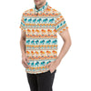 Elephant Aztec Ethnic Print Pattern Men's Short Sleeve Button Up Shirt