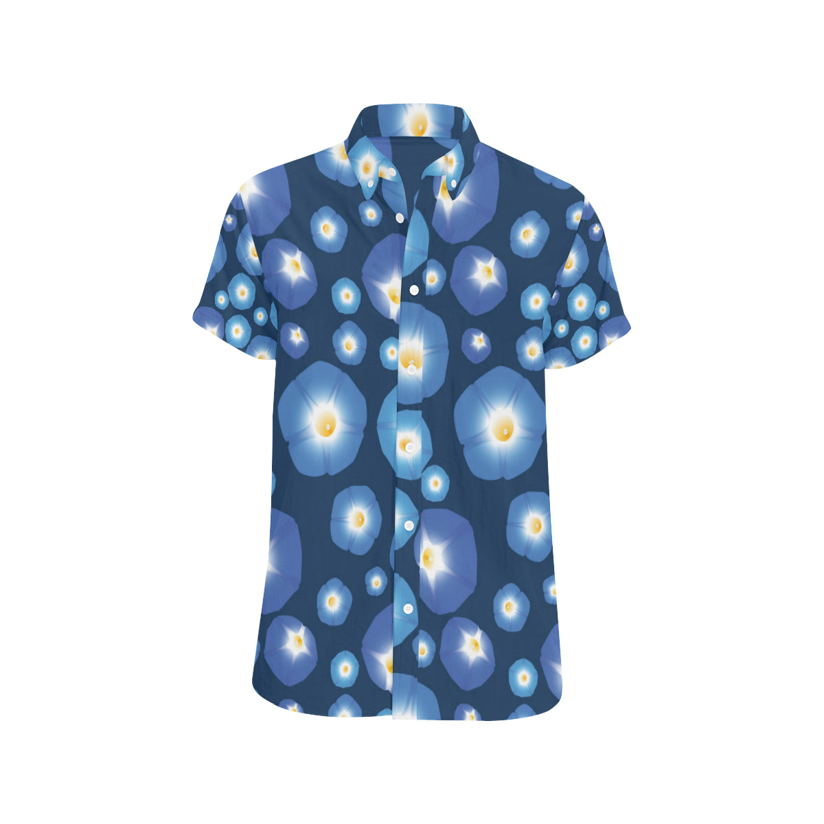 Morning Glory Pattern Print Design 02 Men's Short Sleeve Button Up Shirt