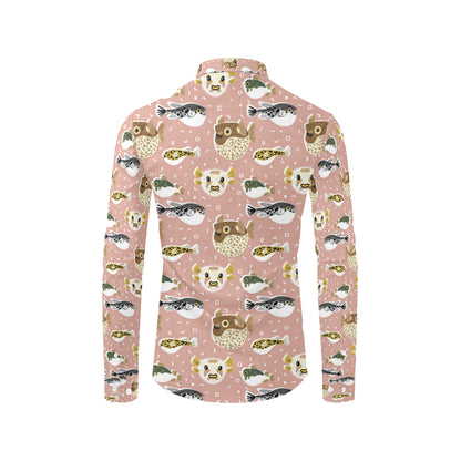 Fugu Cute Pattern Print Design 01 Men's Long Sleeve Shirt