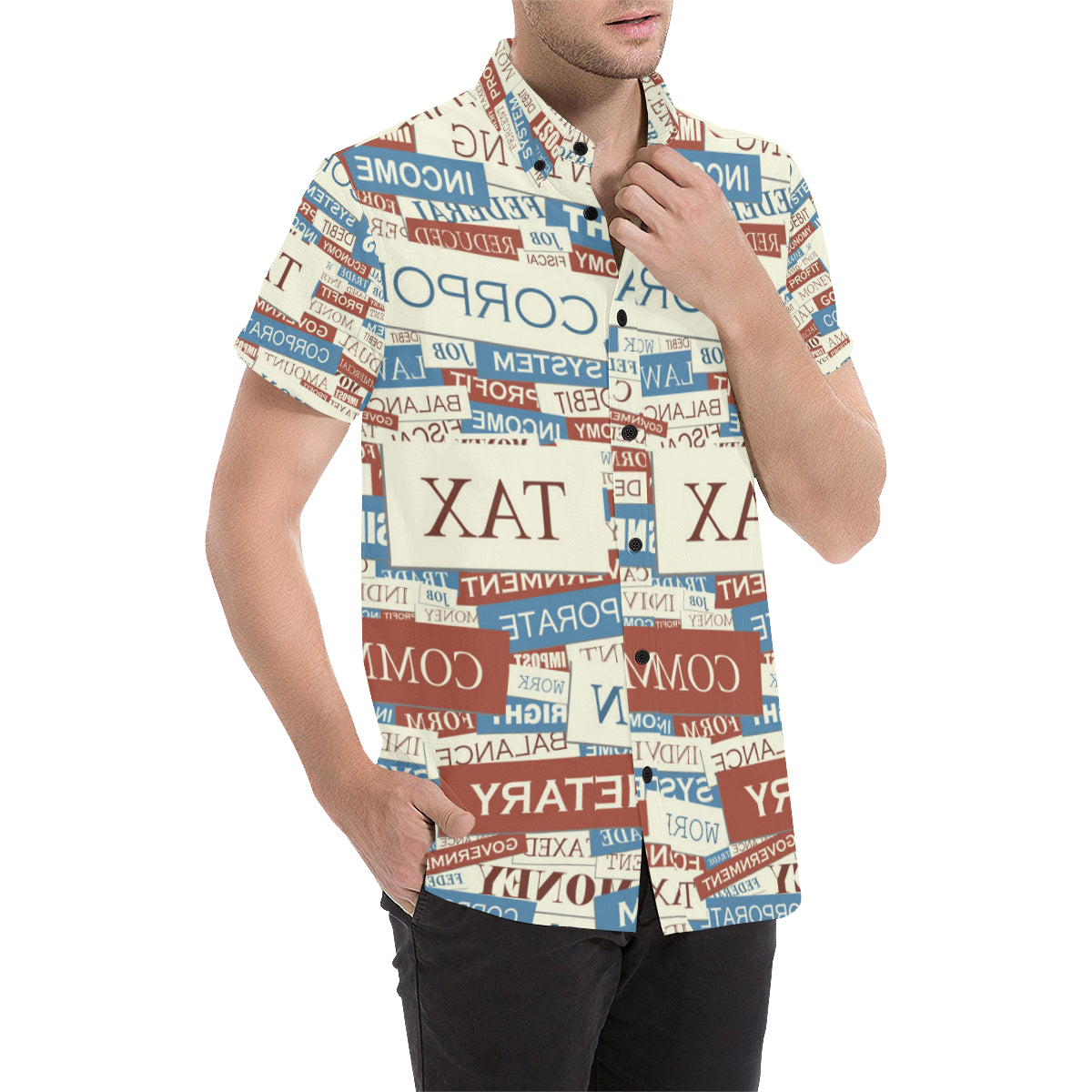 Accounting Financial Pattern Print Design 01 Men's Short Sleeve Button Up Shirt
