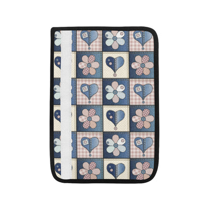 Patchwork Heart Flower Pattern Print Design 01 Car Seat Belt Cover