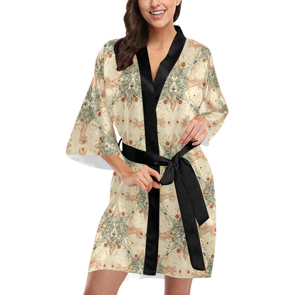 Leo Pattern Print Design 02 Women's Short Kimono