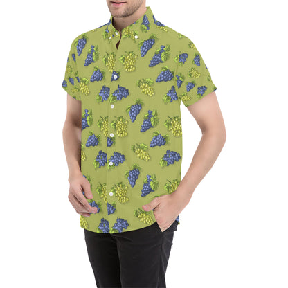 Grape Pattern Print Design GP08 Men's Short Sleeve Button Up Shirt