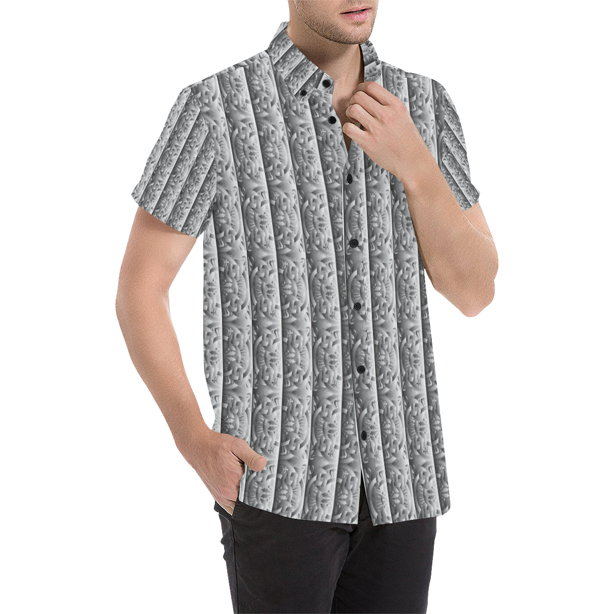 Celtic Pattern Print Design 03 Men's Short Sleeve Button Up Shirt