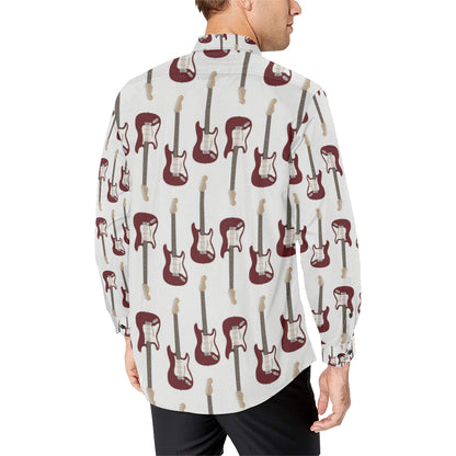 Bass Guitar Pattern Print Design 03 Men's Long Sleeve Shirt