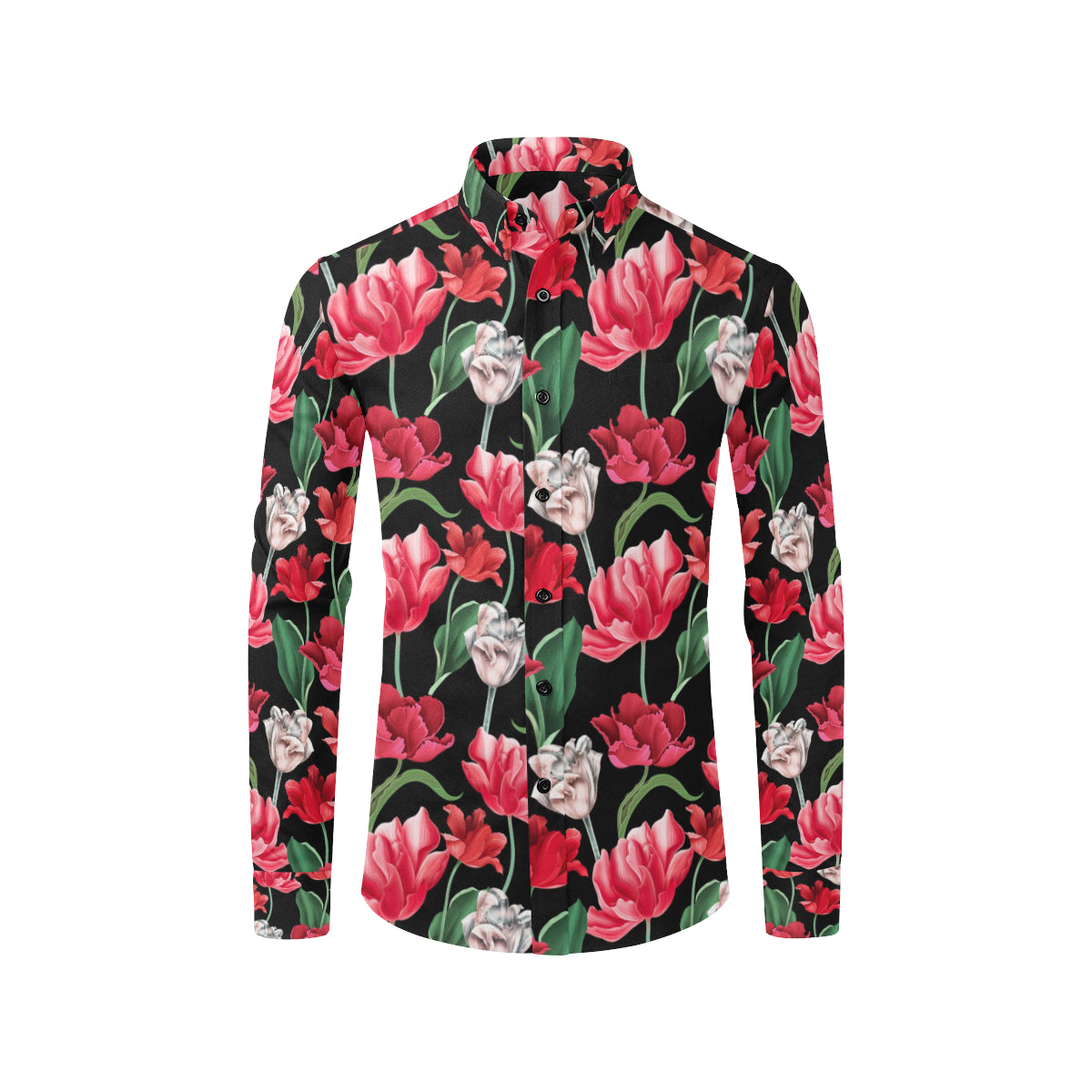 Tulip Pattern Print Design TP08 Men's Long Sleeve Shirt
