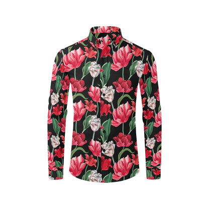 Tulip Pattern Print Design TP08 Men's Long Sleeve Shirt