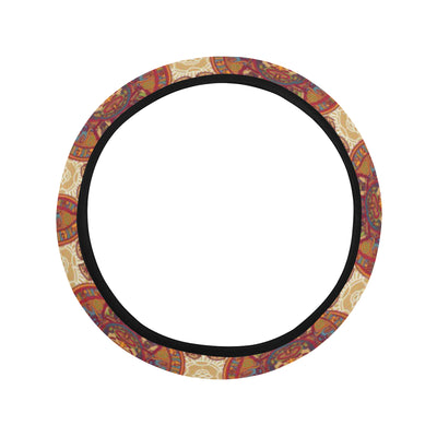 Calendar Aztec Pattern Print Design 01 Steering Wheel Cover with Elastic Edge