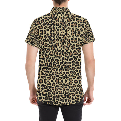 Cheetah Pattern Print Design 02 Men's Short Sleeve Button Up Shirt