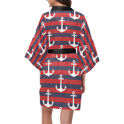 Nautical Pattern Print Design A05 Women's Short Kimono