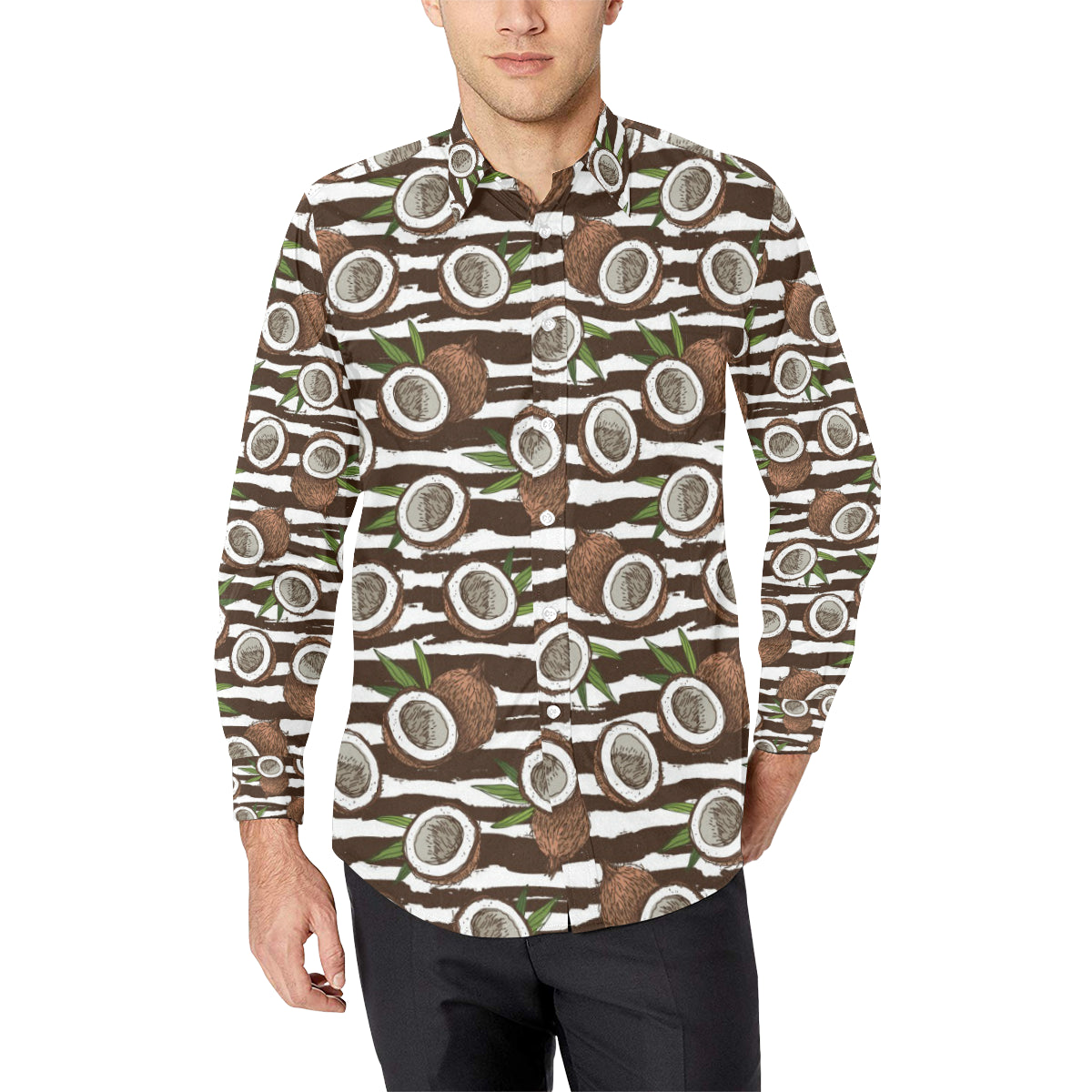 Coconut Pattern Print Design CN04 Men's Long Sleeve Shirt