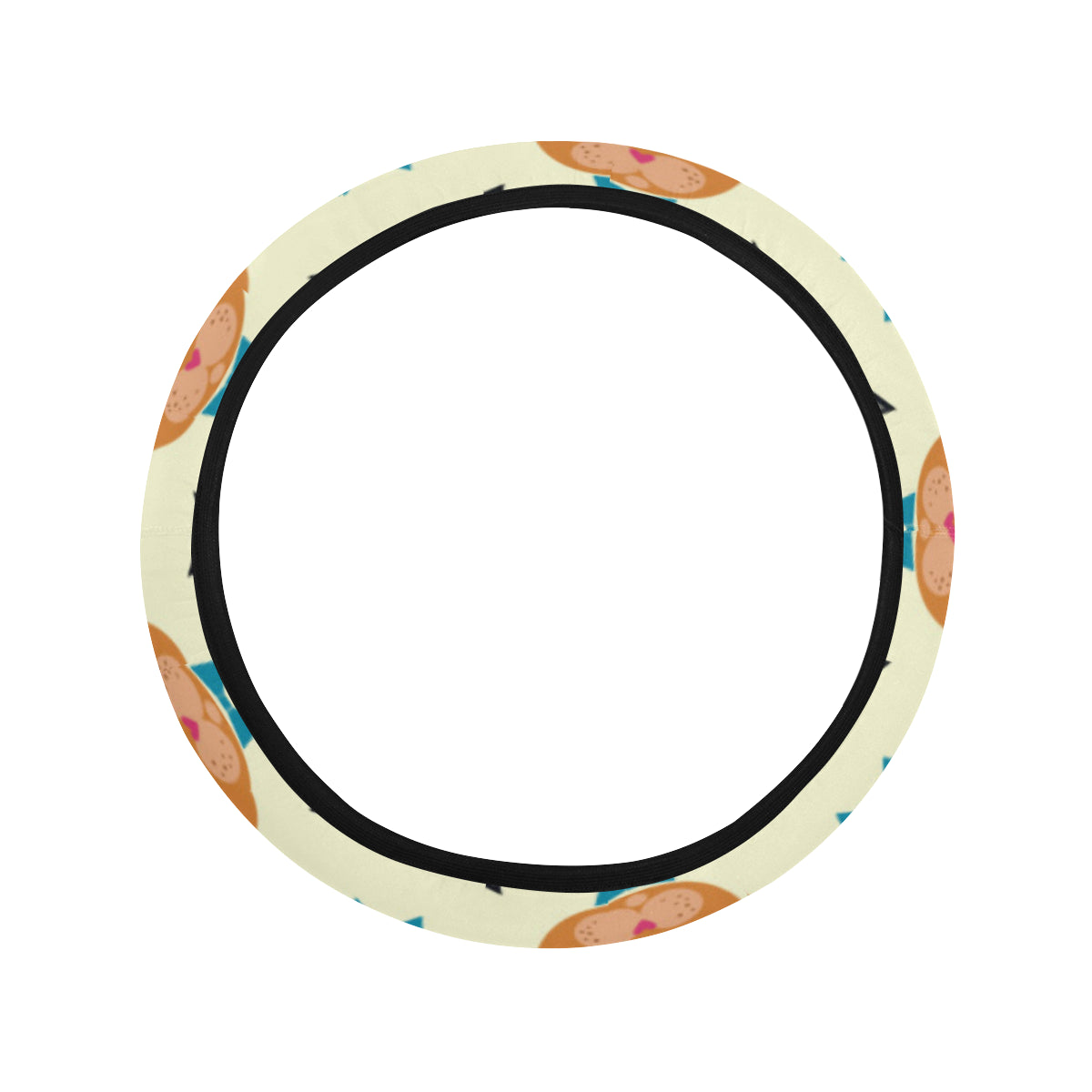 Cat Pattern Print Design 05 Steering Wheel Cover with Elastic Edge