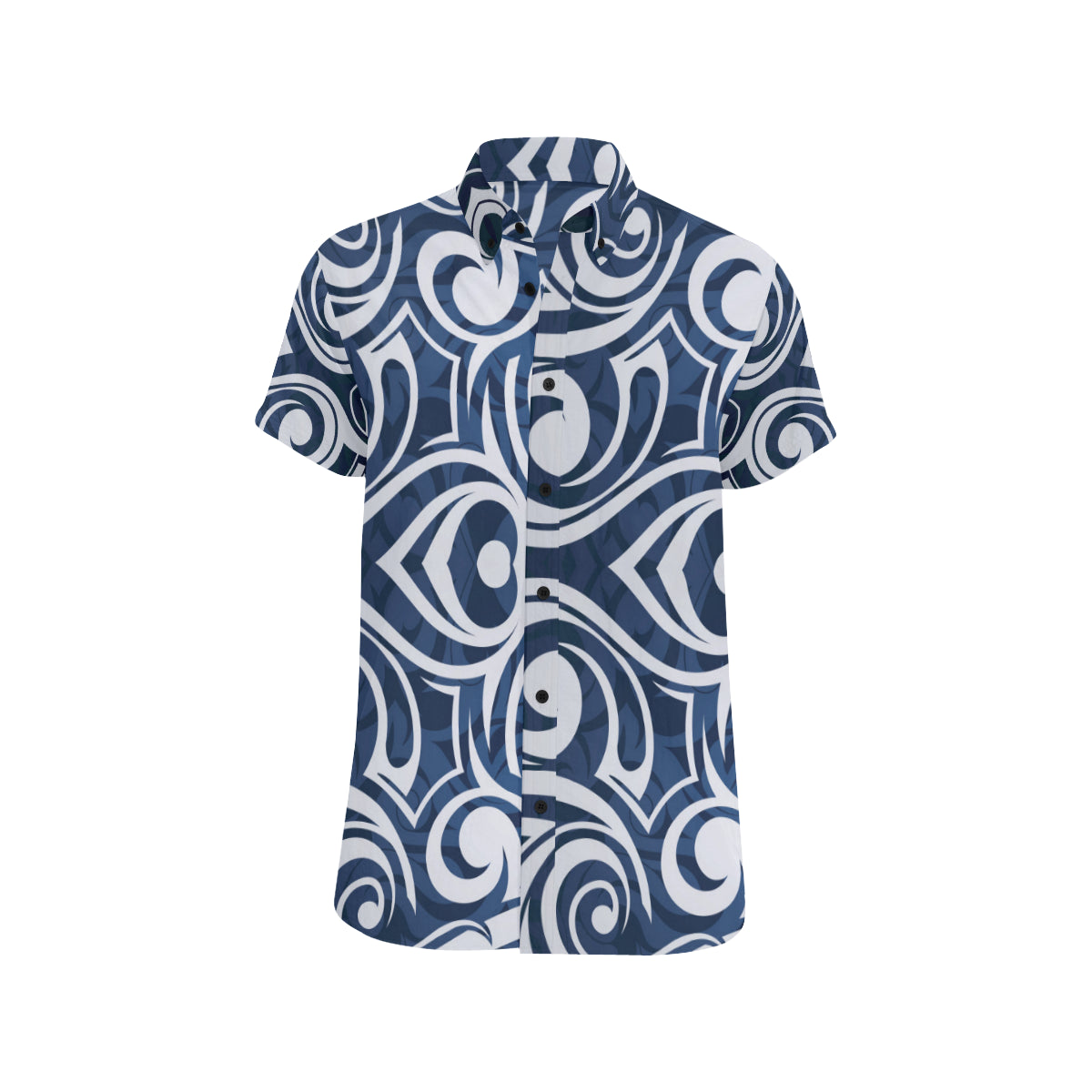 Maori Pattern Print Design 01 Men's Short Sleeve Button Up Shirt