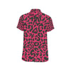 Cheetah Pink Print Pattern Men's Short Sleeve Button Up Shirt