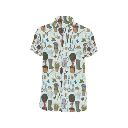Gardening Pattern Print Design G01 Men's Short Sleeve Button Up Shirt
