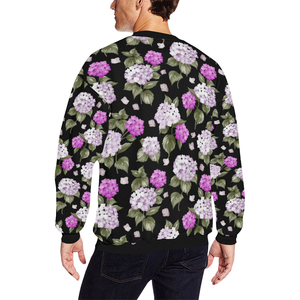 Hydrangea Pattern Print Design HD011 Men Long Sleeve Sweatshirt