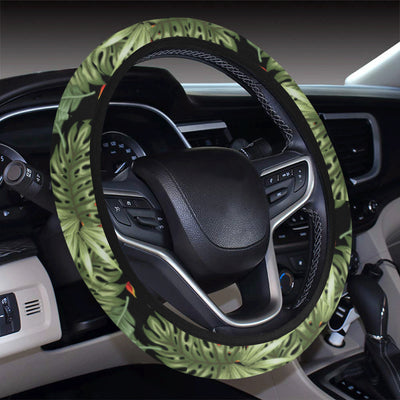 Bird Of Paradise Pattern Print Design 02 Steering Wheel Cover with Elastic Edge