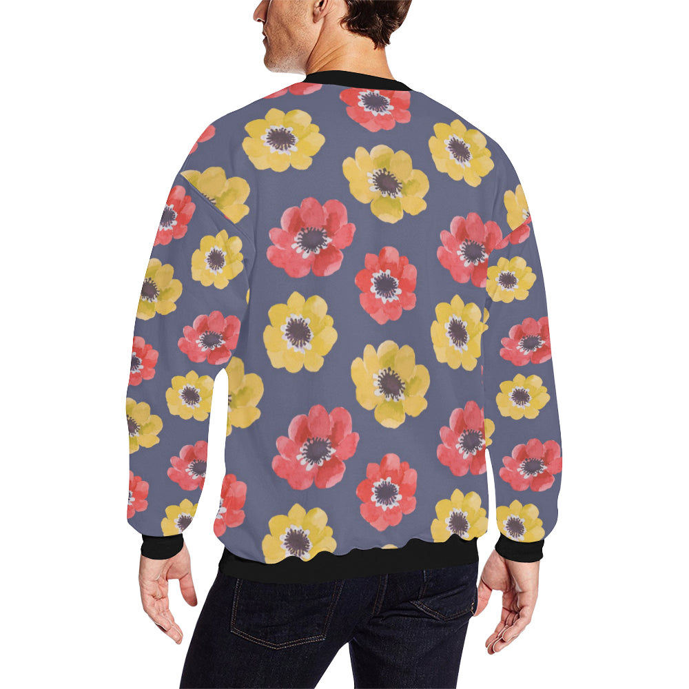 Anemone Pattern Print Design AM010 Men Long Sleeve Sweatshirt