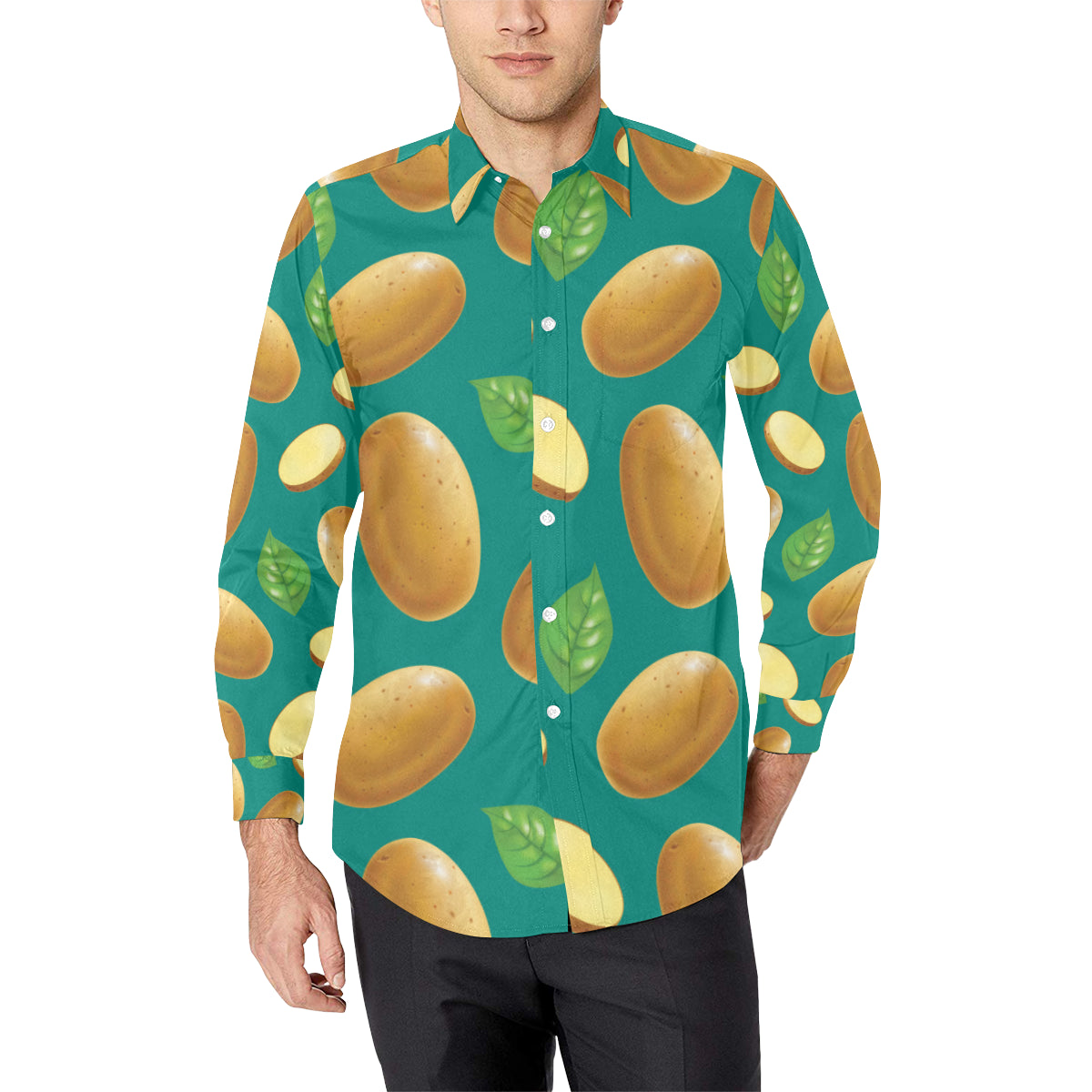 Potato Pattern Print Design A04 Men's Long Sleeve Shirt