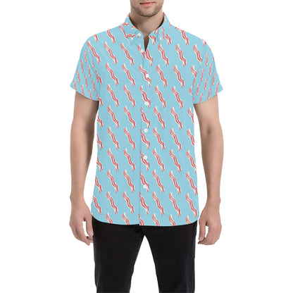 Bacon Pattern Print Design 03 Men's Short Sleeve Button Up Shirt