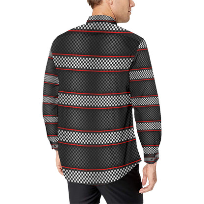 Checkered Flag Red Line Style Men's Long Sleeve Shirt