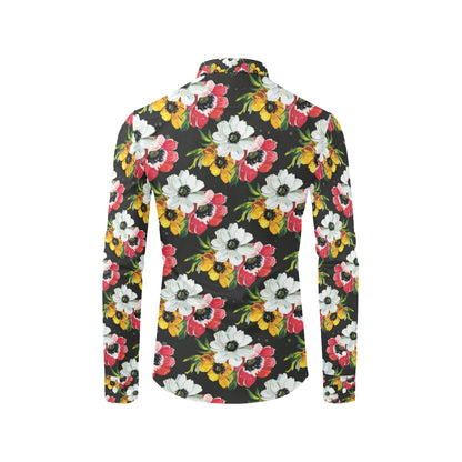 Anemone Pattern Print Design AM07 Men's Long Sleeve Shirt