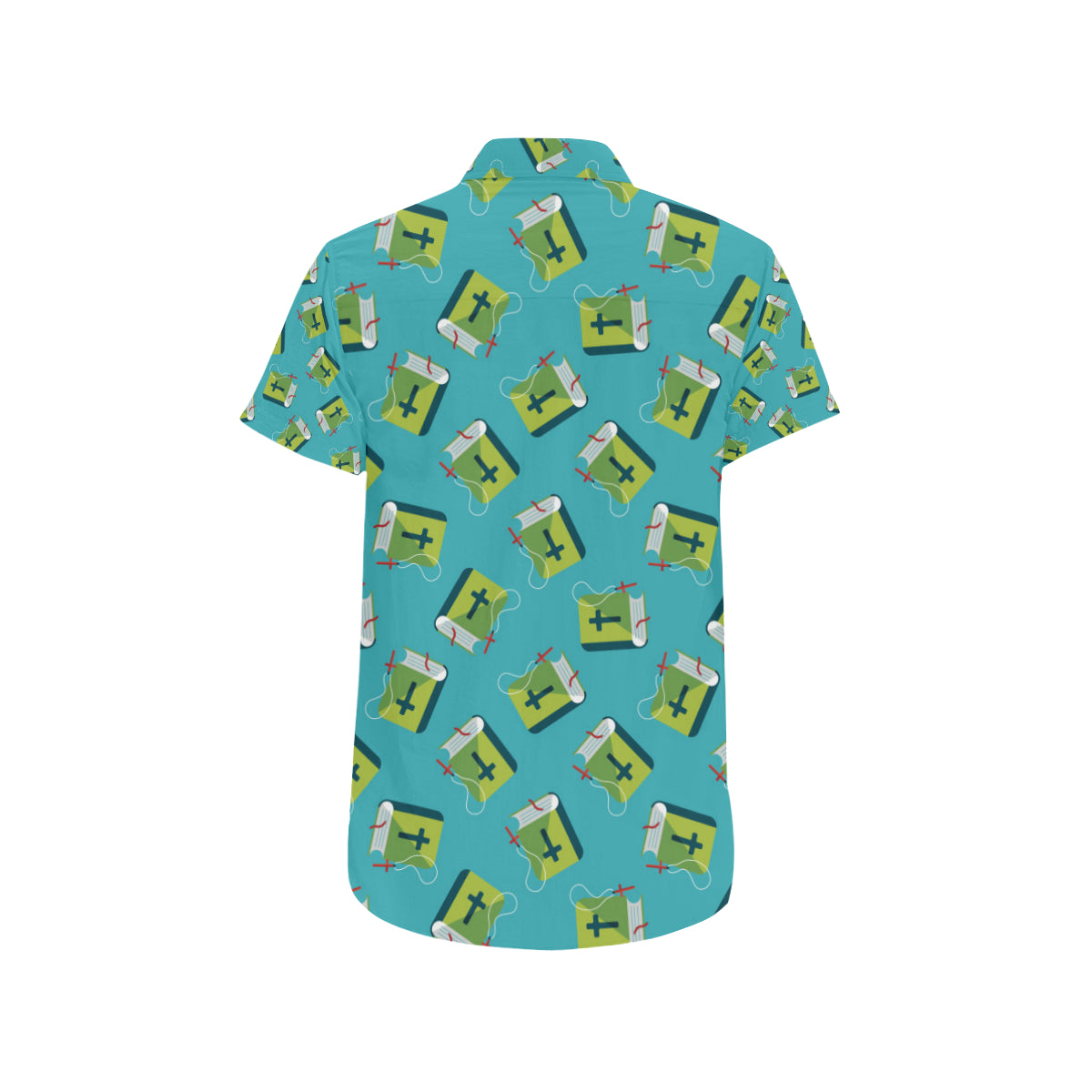 Bible Pattern Print Design 01 Men's Short Sleeve Button Up Shirt