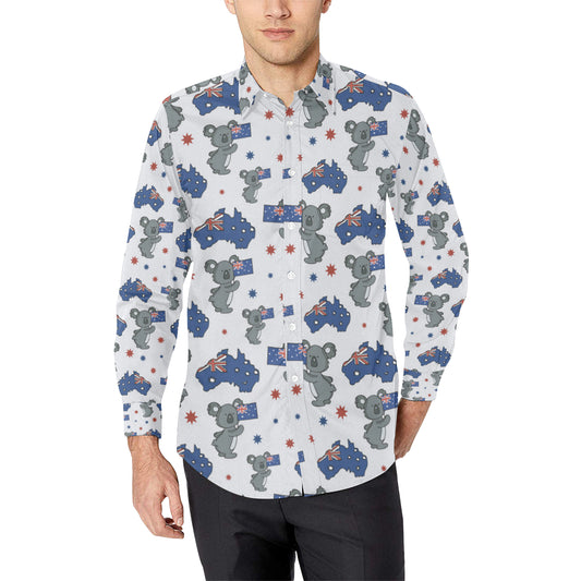 Koala Australia Day Themed Design Men's Long Sleeve Shirt