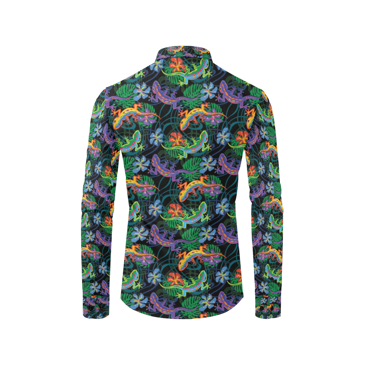 Gecko Colorful Pattern Print Design 01 Men's Long Sleeve Shirt