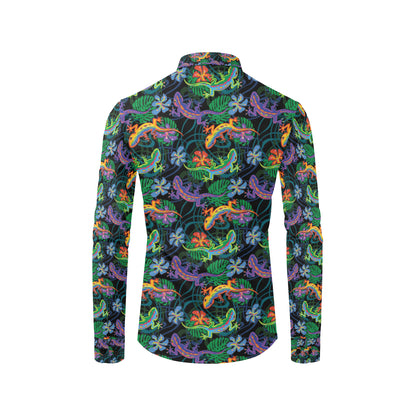 Gecko Colorful Pattern Print Design 01 Men's Long Sleeve Shirt