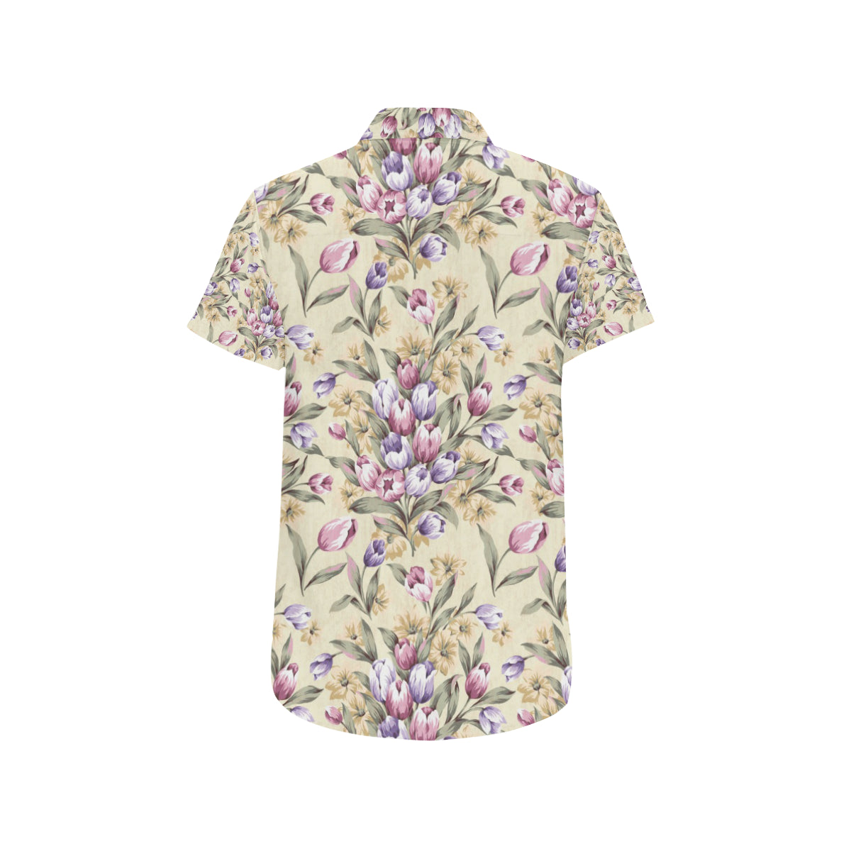 Tulip Pattern Print Design TP04 Men's Short Sleeve Button Up Shirt