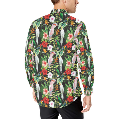 Tropical Flower Pattern Print Design TF03 Men's Long Sleeve Shirt
