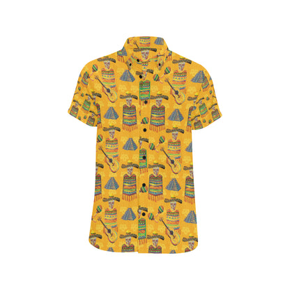 Maracas Mexican Style Pattern Print Design 02 Men's Short Sleeve Button Up Shirt