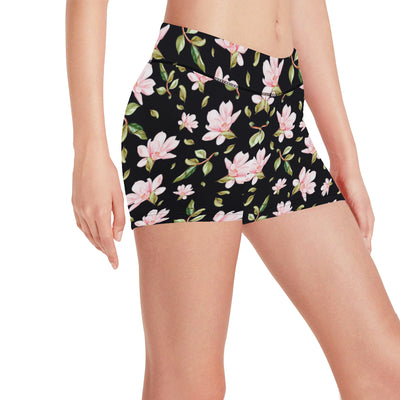 Magnolia Pattern Print Design MAG01 Yoga Shorts