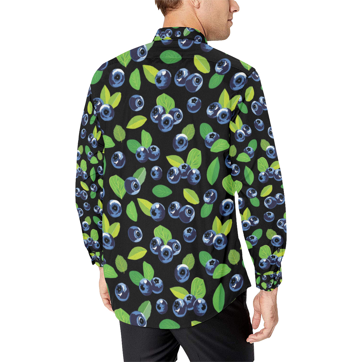 Blueberry Pattern Print Design BB03 Men's Long Sleeve Shirt