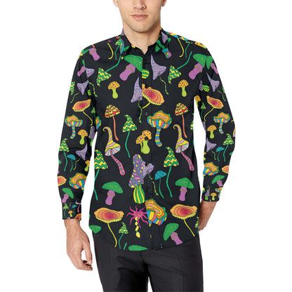Psychedelic Mushroom Pattern Print Design A02 Men's Long Sleeve Shirt