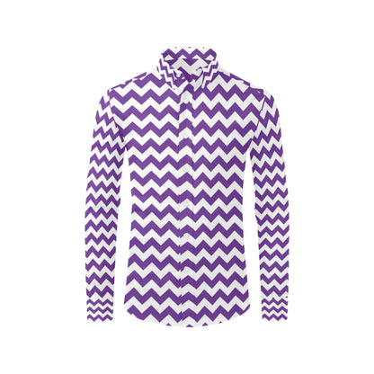 Chevron Purple Pattern Print Design 03 Men's Long Sleeve Shirt