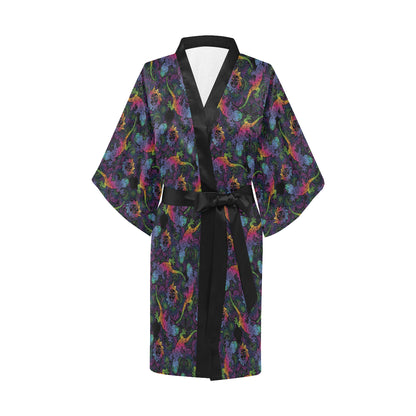 Gecko Rainbow Pattern Print Design 03 Women's Short Kimono