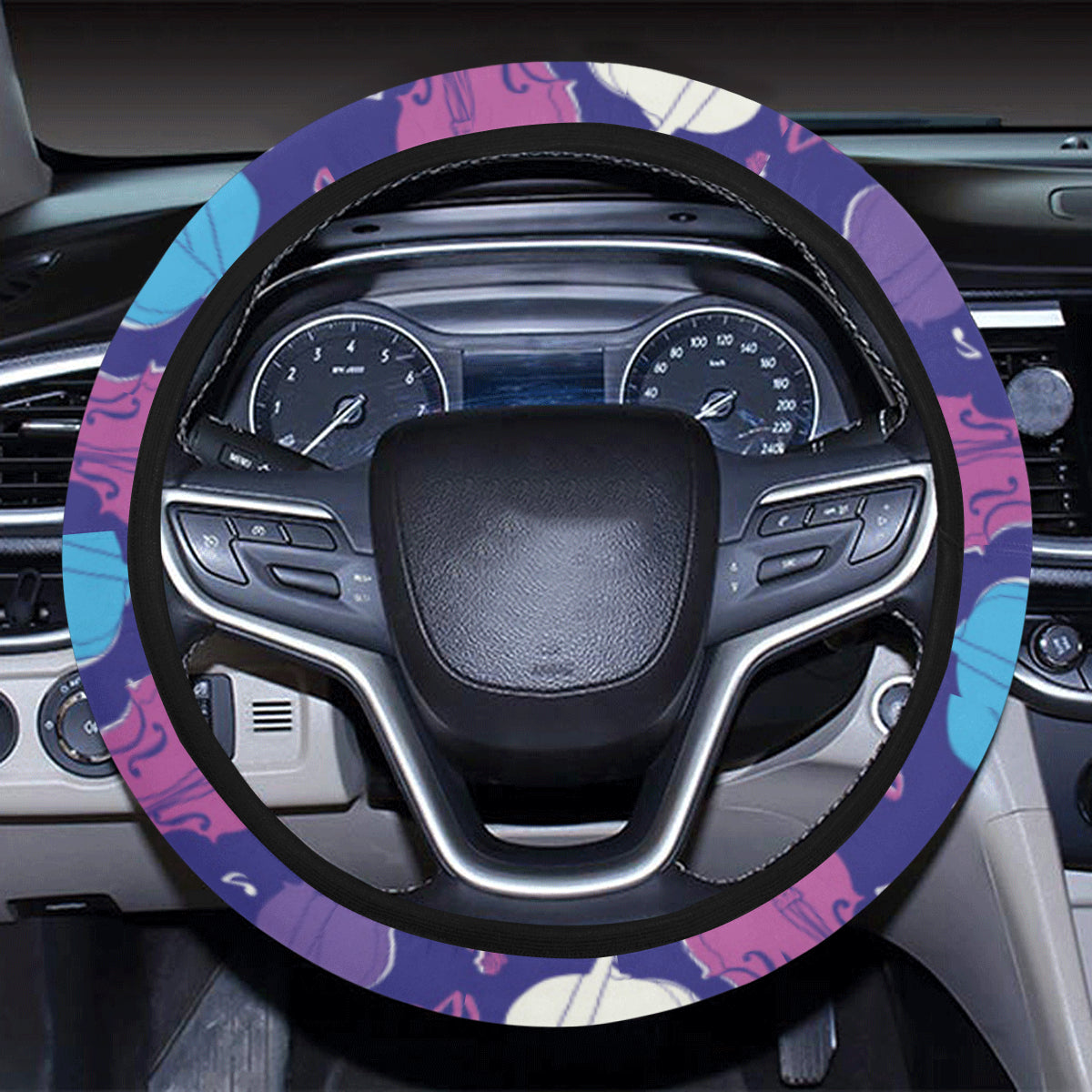 Cello Pattern Print Design 01 Steering Wheel Cover with Elastic Edge