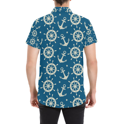 Anchor Pattern Print Design 01 Men's Short Sleeve Button Up Shirt