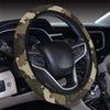 Horse Camo Themed Design Print Steering Wheel Cover with Elastic Edge
